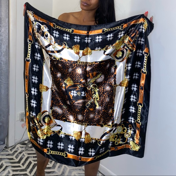 Stylish Large Silk Head Scarf - Picture 5 of 6